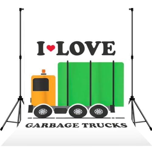 Toile de fond I Love Garbage Trucks pour photo de portrait d'enfant sans support
