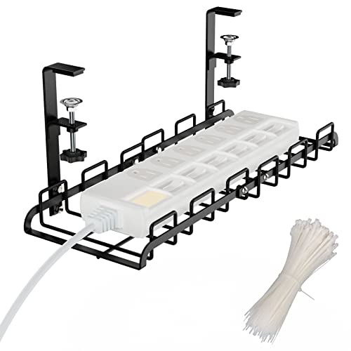 Under Desk Cable Management, iSPECLE 1 Pack Cable Management No Drill