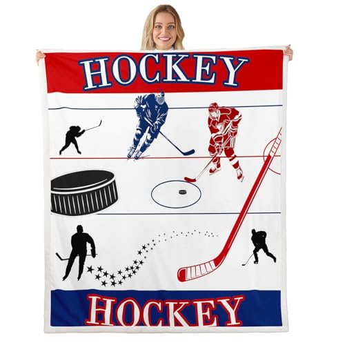 Loussiesd Eishockey Decke 150x200cm Hockey Spieler Wohndecke Für Dekor Eissport Spiele Kuscheldecke Puck Hockey für Sofa und Couch Schlafzimmer Loussiesd Eishockey Decke 150x200cm Hockey Spieler Wohndecke Für Dekor Eissport Spiele Kuscheldecke Puck Hockey für Sofa und Couch Schlafzimmer