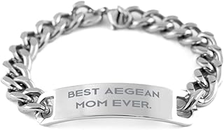 Best Aegean Mom Ever. Aegean Cat Cuban Chain Bracelet, Sarcasm Aegean Cat Gifts, Engraved Bracelet for Cat Mom, Aegean cat Toys, Aegean cat Food, Aegean cat Bed, Aegean cat Collar, Aegean cat