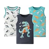 AQEACARMON Baby Boys' Tank Tops Dinosaur 3 Pack Tanks（Shark/Dinosaur/White 6T）