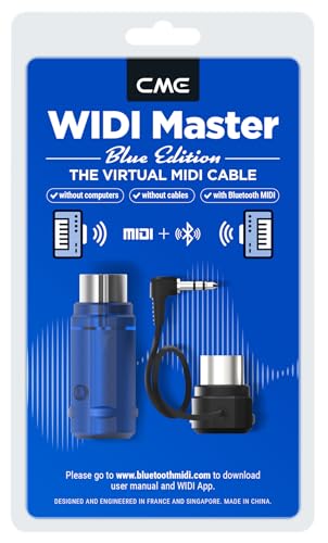Image of CME WIDI Master Blue Limited Edition Bluetooth MIDI Adapter | 5-pin DIN, Ultra Low 3ms Latency, No Battery, Powered via MIDI Out