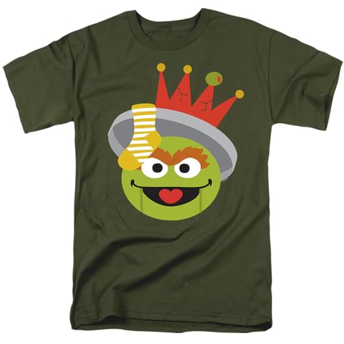 popfunk Sesame Street Christmas Nutcracker Oscar The Grouch T Shirt, Green, Verde Kelly, S Unisex-Adulto