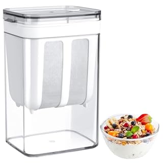 Erzekrim Colino per Yogurt Greco Separatore Riutilizzabile di Siero di Latte Yogurt 1100ML Filtro per Succhi Macchina con Sacchetto a Rete Fine e Coperchio per Filtrare Succhi di Frutta, Latte