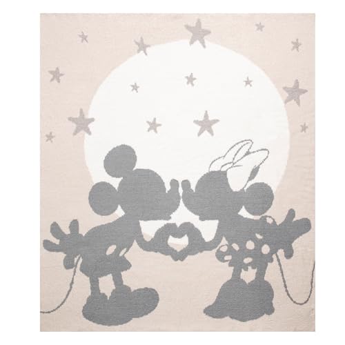 Image of Jay Franco Disney Mickey Mouse & Minnie Mouse Throw Blanket - Cozy 50 x 60 Inch Fluffy Feather Knit Fuzzy Blanket, Gray Stars, Super Soft Lightweight Machine Washable Bedding