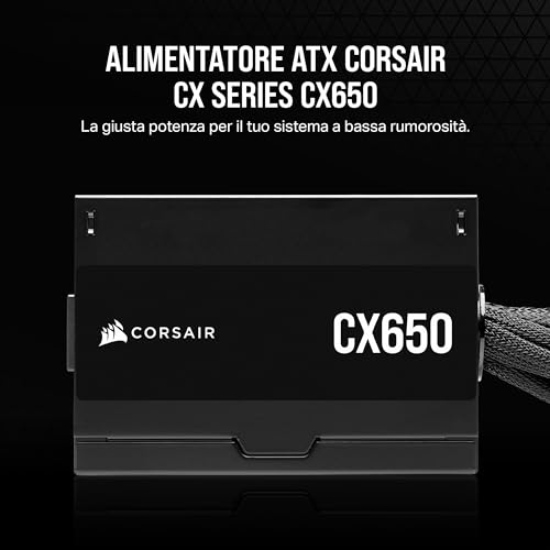 CORSAIR CX650 ATX 650W Alimentazione - Certificazione 80 PLUS Bronze - Bassa Rumorosità - Cavi con Guaina - Non Modulare - EU - Nero - Alimentatore - Immagine 1