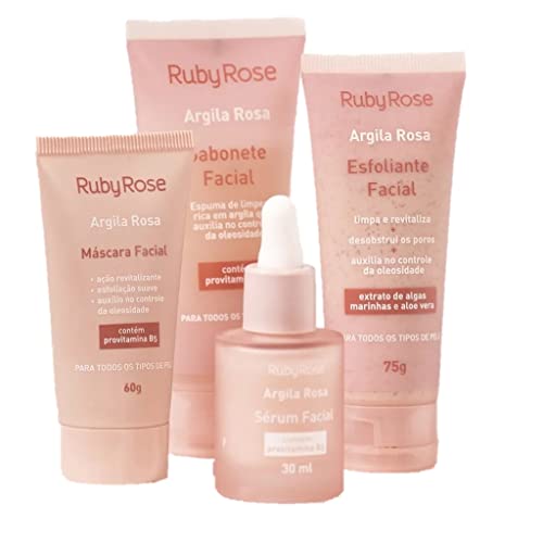 Máscara facial argila rosa 60g RubyRose hb404