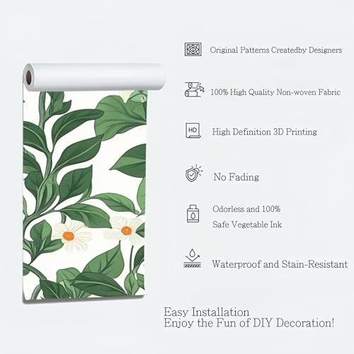 Papier peint panoramique 3D fleurs oranges 400x280 cm poster mural intissé vert - 7