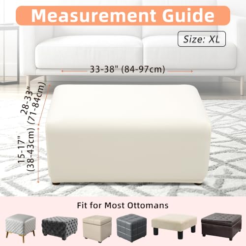 Image of YISUN Stretch Rectangle Ottoman & Footstool Cover, X‑Large, Beige