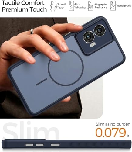 Image of VONZEE Matte Wireless Charging Case Compatible for Motorola Edge 50 Fusion Magnetic Shockproof Anti-Scratch TPU PC Slim Fit Full Protection Phone Cover for Motorola Edge 50 Fusion-Navy