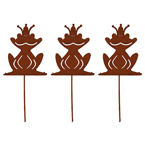 UNUS Gartenstecker Rost Frösche im 3er Set