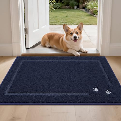BEQHAUSE Dog Door Mat for Mud Paws Dirt Trapper Doormat Non-Slip Entryway Rugs Absorbent Welcome Mat Washable Indoor Floor Mat Low-Profile for Front D