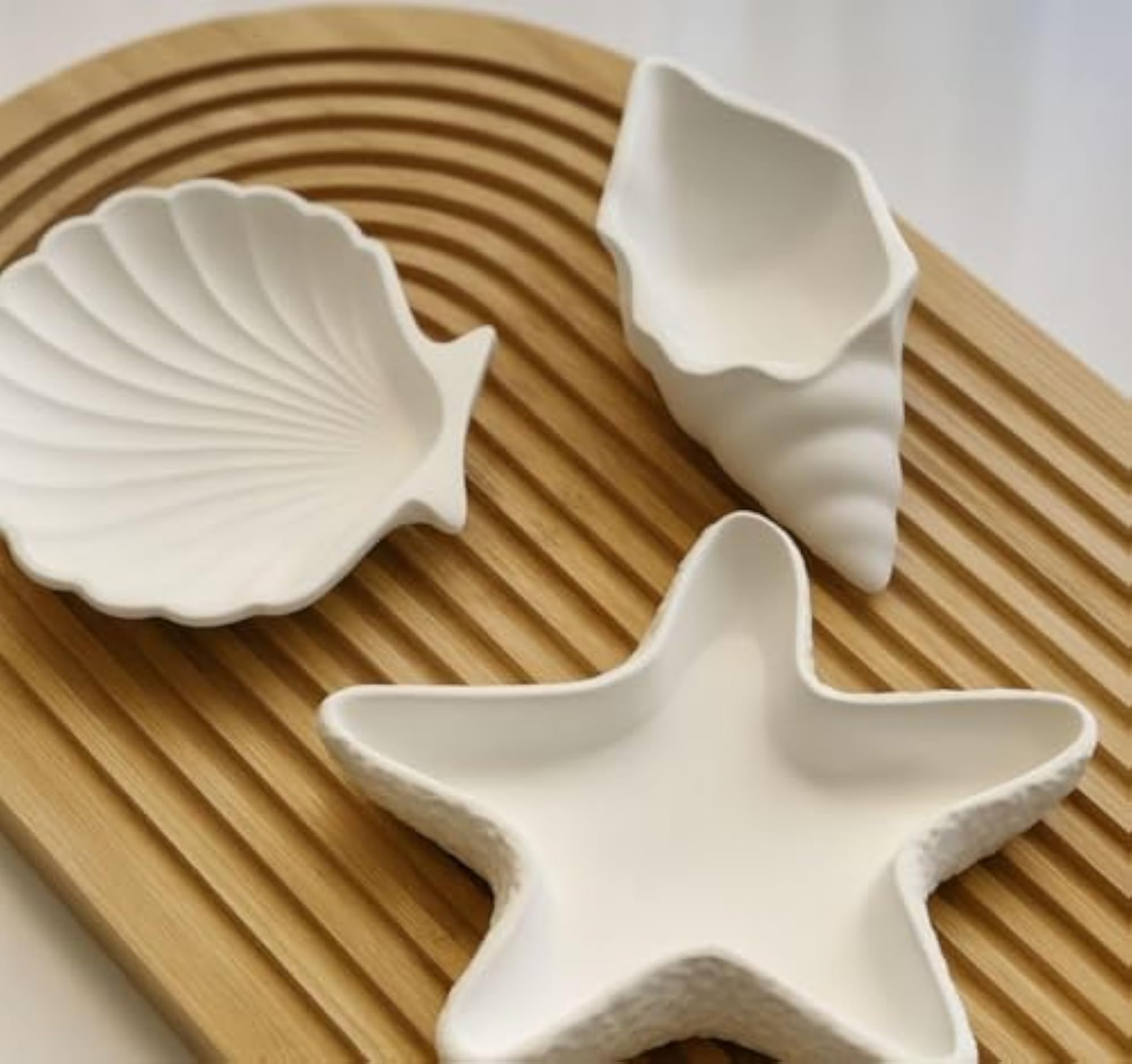 Handcrafted White Concrete Shell Trinket Tray