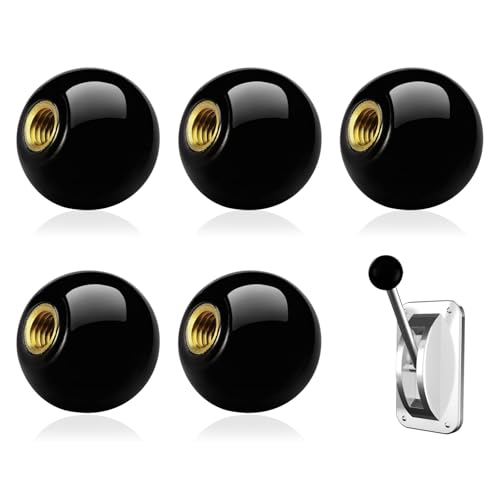 Lvjkes 5 Stück Kugelknopf M6 x 25mm, Schwarz Kugelknöpfe mit Eingebauter Kupfergewinde, Ersatzteile für Werkzeugmaschinen, Kombi-Maschinen und Holzbearbeitungsmaschinen