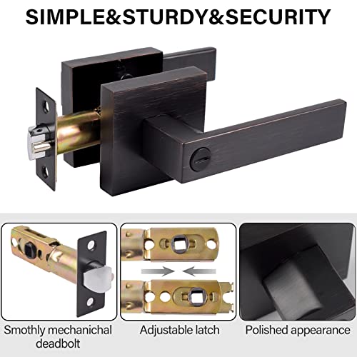 Golingda Bath Room Door Lock With Heavy Duty Door Lever Made From Zinc Alloy And Brushed Bronze Finished,Golingda3503-Orb-Bk-5P #TOP3