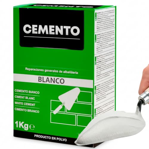CABLEPELADO – Cemento Blanco – Preparado de Cemento para Reparaciones de albañilería – Uso Interior y Exterior – Formato 1 kg (En Polvo) – Color Blanco