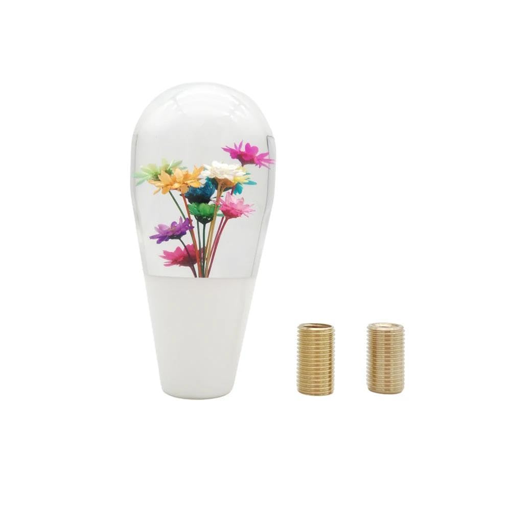 HYASDBWE JDM Car Accessories 10CM Flower Gear Shift Knob Manual Acrylic Crystal Transparent Gear Shifter Lever Change Knob Gear Shifter Parts(White)