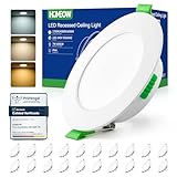 HOMEOW Focos Led Techo Empotrable 7W, Ojos de Buey 600LM IP44, Downlight Led Blanco Cálido 2700K, Natural 4000K y Frio 6000K, Apertura 75-90mm, Extraplano 24mm, No Regulable, Pack 20