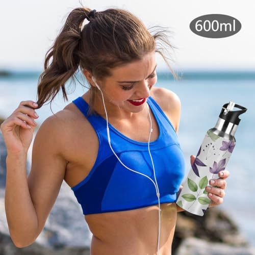 Bouteille d'eau isotherme 600ml gourde inox violette et verte - 7