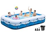 Large Inflatable Pool with Pump - 130'' x 72'' x 22'' Family Swimming Pool for Adults, Blow Up Pool for Backyard, Garden, Outdoor, Summer Water Party
