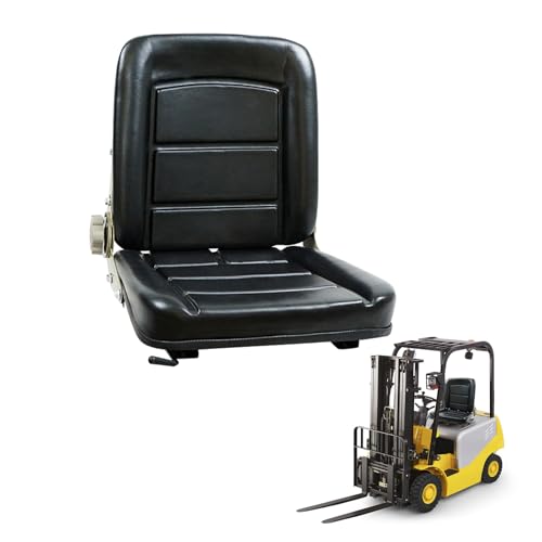 Asiento universal para tractor, asiento de carretilla elevadora con respaldo ajustable y pista deslizante, asiento de piel sintética impermeable de repuesto para cortacésped, cargador, excavadora