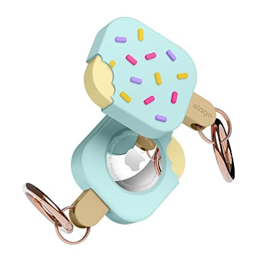 elago Capa de sorvete compatível com chaveiro Apple AirTag, compatível com capa AirTag – proteção contra quedas, mosquetão chaveiro (rastrear cães, chaves, mochilas, bolsas) dispositivo de rastreamento não incluído [menta]