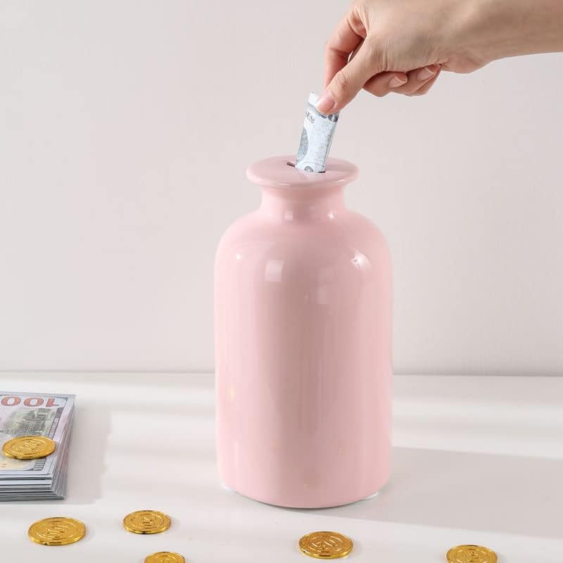 Ceramic Piggy Bank for Adults Must Break to Open,Alcancias De Dinero para Adultos,Coin Bank for Boys,Girl Money Bank,Modern Home Decor Living Room,Disguise as Vase