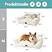 COZY KISS Orthopädisches Hundebett - 65x44x30cm Cord-Kunstfell Großes Katzenbett-Sofa für Katzen & Kleine Hunde, Waschbar Katzen Katzensofa, Kuscheliges Katzencouch mit Kopf- und Nackenstütze, Creme