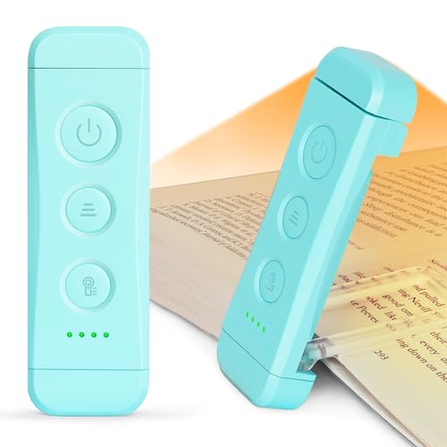 Glocusent Luz Lectura Recargable USB, Lampara de Lectura LED con Pinzas, 3 Colores Ámbar & 5 Brillos Regulables, Compacta y de Larga Duración,Regalo para los Amantes del Libro