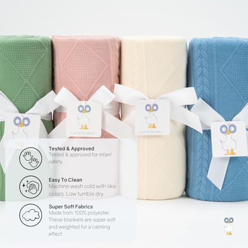 Image of GooseWaddle Cotton Knit Blanket - Oatmeal, 30'' x 30'' - Luxury Baby Blanket for Infant, Kid, Toddler - Unisex, Soft, Machine Washable, All Seasons