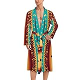 Soft Spa Bath Robe Fashion Robe With Pockets Lightweight Bathrobe For Men Indiana Western Southwest Ethnic Tribal Navajo