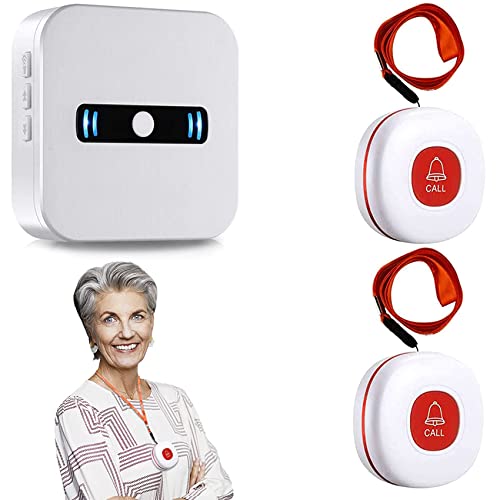 Téléavertisseur Sans Fil Soignant - Bouton D'appel D'urgence + Montre-récepteur - Portée 1000 M, Modes Vibration/son - Pour Personnes âgées, Patients