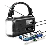 Radio météo d'urgence, radio solaire 20 000 mAh, radio à manivelle avec AM/FM/NOAA, radios...