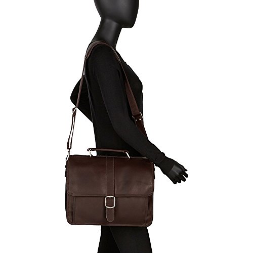 Piel Leather Small Flap-Over Laptop Tablet Brief, Chocolate, One Size