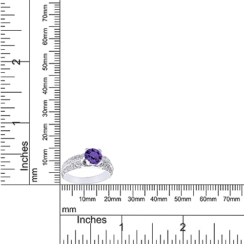 Affy Round Shape Simulated Amethyst In 14K White Gold Over 925 Sterling Silver Ring Size 14 #TOP4