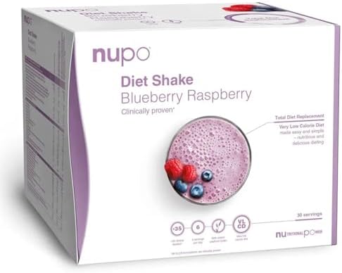 Nupo Diet Shake Blueberry Raspberry Premium diet shake for weight loss, complete meal replacement for weight loss, 30 servings, gluten free, GMO-free