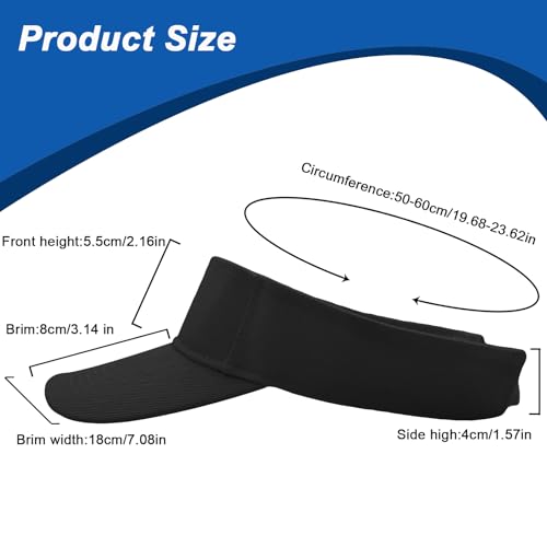 AHLPO Unisex Sonnenkappe Damen Herren, Einstellbar Visor Cap Schirmmütze Atmungsaktiv und Schweißabsorbierend, Sommer Sonnenvisier für Golf Tennis Baseball Radfahren Outdoor (Schwarz)