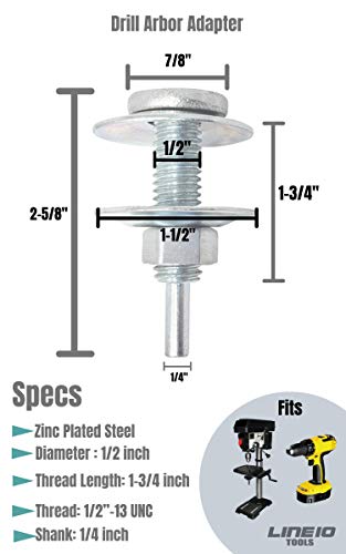 Drill Arbor Adapter Mandrel For Buffing And Grinding Wheels, 1/2-Inch Diameter #TOP3