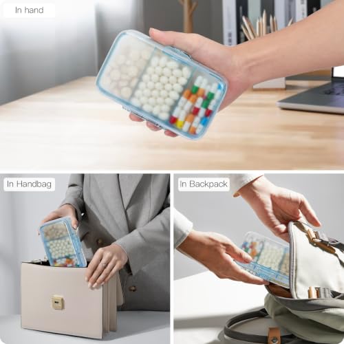 Image of FYY Travel Pill Organizer, Large Weekly Medicine Pill Organizer-Blue