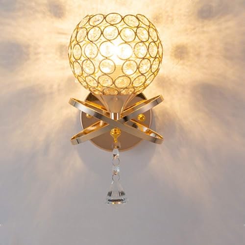 Image of Golden Luxury Modern Creative Crystal Led Wall Lamp for Living Room Bedroom Etc Home Decoration.