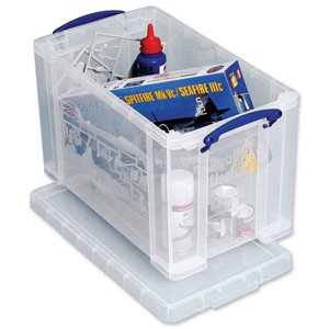Really Useful Storage Box Plastic Lightweight Robust Stackable 24 Litre W270xD464xH282mm Clear Ref 24C
