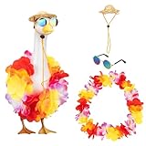 AquaLume Porch Goose Outfit, for 23" & 17" Outdoor Statues | Adorable Goose Clothes Costumes with Seasonal Accessories | Perfect Porch Goose Decor for Garden, Yard, and Home Entryway（Tropical Red）