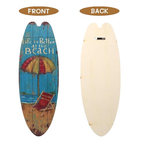 Awleynz Sommer Surfboard Deko, 45,5 cm, Wanddekor aus Holz mit Surfbrettern, Wanddekor für den Außenbereich, Pool-Dekorationen für Wände am Meer, tropische Bars, Heimparty-Dekor (Color 3)