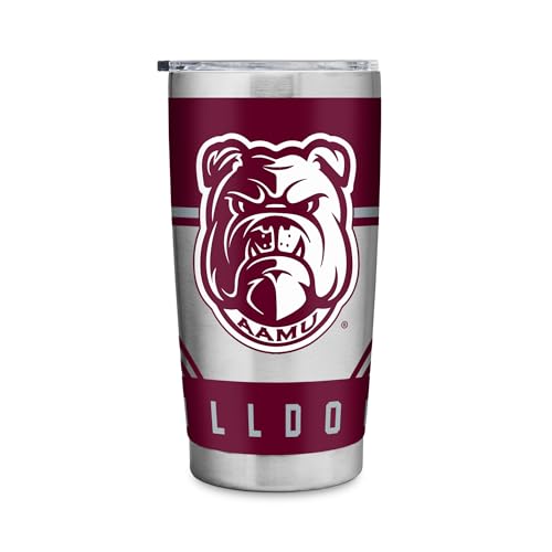 Rico Industries NCAA Alabama A&M Bulldogs 20oz Stainless Steel Tumbler with Lid - Great For Coffee, Tea, Water or Cocktails