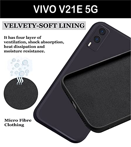 Image of A rtistque Liquid TPU Silicone Matte Shockproof Flexible with Camera Protection Soft Back Cover Case for Vivo V21e 5G - Black