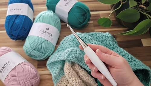Image of Furls Crochet Hook, Odyssey White, Nickel Plated Tip for Effortless Glide, Ergonomic Handle Crochet Hooks 7 inch (Odyssey - White, F - 3.750MM)