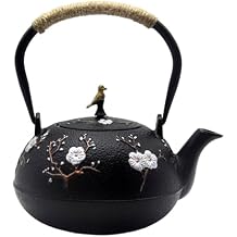 YJX Cast Iron Teapot, Japanese Style Tetsubin, Tea Kettle with Stainless Steel Infuser for Loose Tea, Internal Enamel Iron Tea Pots for Stovetop or Induction Cooker Safe40.2oz/1200ml