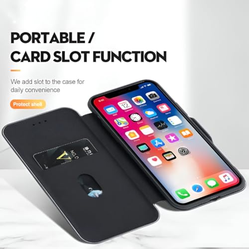 Image of Vegan Leather Flip Wallet Case for iPhone 17 Pro - Premium PU Cover with Card Slot, Magnetic Closure, Kickstand Stand, Durable Slim Design, Privacy Protection, Black