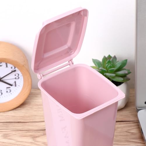 Image of TOYANDONA 4PCS Mini Plastic Trash Can, Storage Bin Desktop Organizer, Wastebasket Trash Can with Lid, Tiny Desktop Waste Garbage Bin for Home Office Kitchen