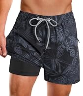 Compression Liner:The upgraded compression liner of men's swim trunks replaces the traditional mesh liner to bring you a better experience, soft and breathable quick-drying liner perfectly fits the private skin and effectively anti chafing Zip Pocket...